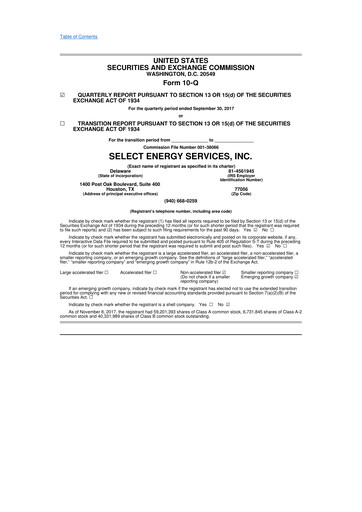 Thumbnail Select Water Solutions 10-Q Quarterly Report FY2017 
