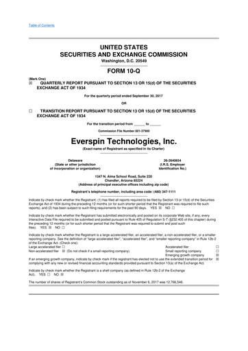 Miniature Everspin Technologies 10-Q Rapport trimestriel 2017 