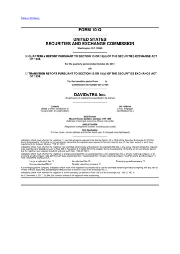 Thumbnail DAVIDsTEA 10-Q Quarterly Report FY 