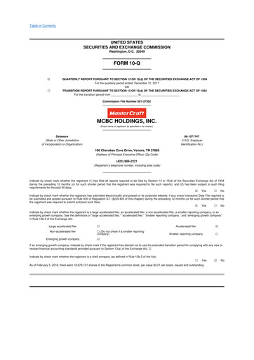 Thumbnail MasterCraft Boat 10-Q Quarterly Report FY2018 