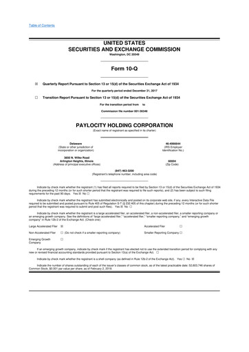 Thumbnail Paylocity 10-Q Quarterly Report FY2018 