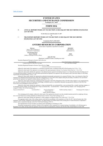 Thumbnail Antero Resources
 10-K Annual Report 2017