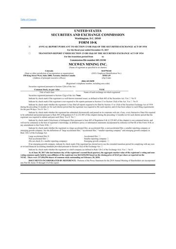 Thumbnail McEwen Mining 10-K Annual Report 2017