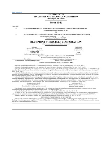 Thumbnail Blueprint Medicines
 10-K Annual Report 2017