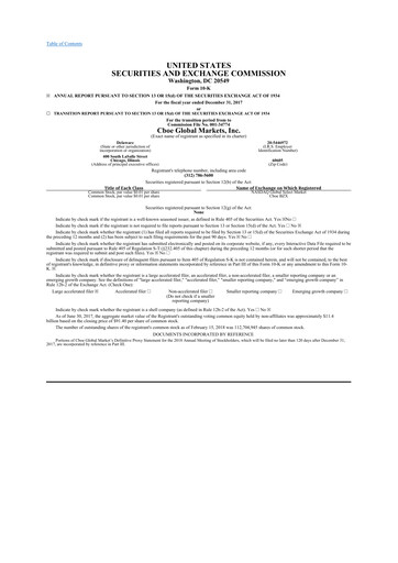 Thumbnail Cboe Global Markets 10-K Annual Report 2017