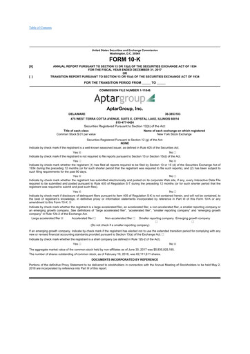 Thumbnail AptarGroup 10-K Annual Report 2017