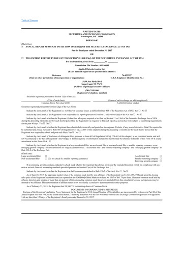 Thumbnail Applied Optoelectronics 10-K Annual Report 2017