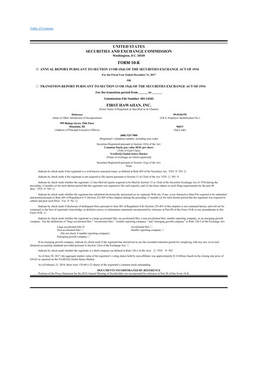 Thumbnail First Hawaiian Bank
 10-K Annual Report 2017