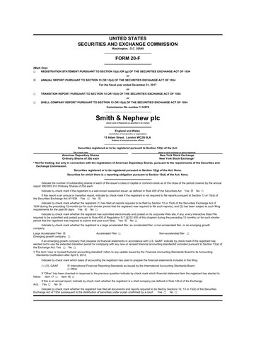 Thumbnail Smith & Nephew
 20-F Annual Report 2017