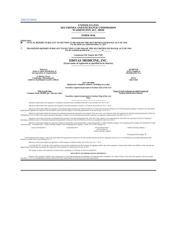 Miniature Editas Medicine
 10-K Rapport annuel 2017