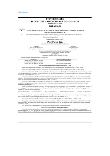 Thumbnail Plug Power 10-K Annual Report 2017