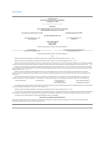 Miniature Aclaris Therapeutics 10-K Rapport annuel 2017