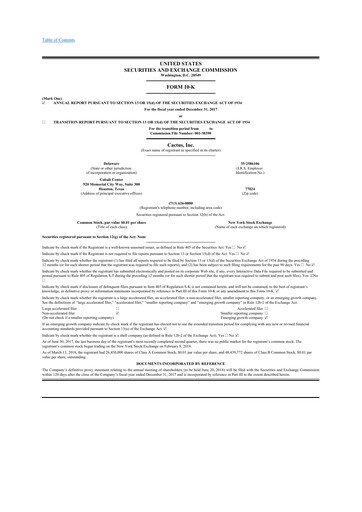 Thumbnail Cactus Inc 10-K Annual Report 