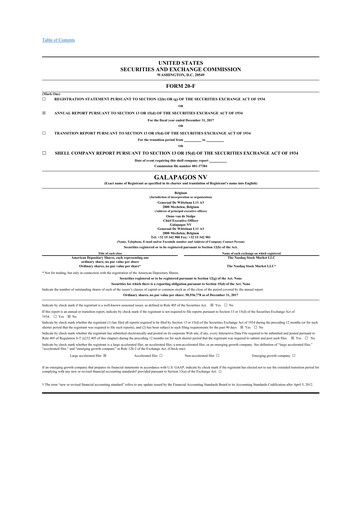 Thumbnail Galapagos NV 20-F Annual Report 2017