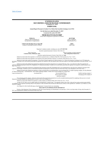 Thumbnail Merchants Bancorp 10-K Annual Report 2017