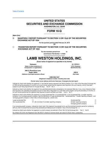 Vorschaubild Lamb Weston 10-Q Quartalsbericht  