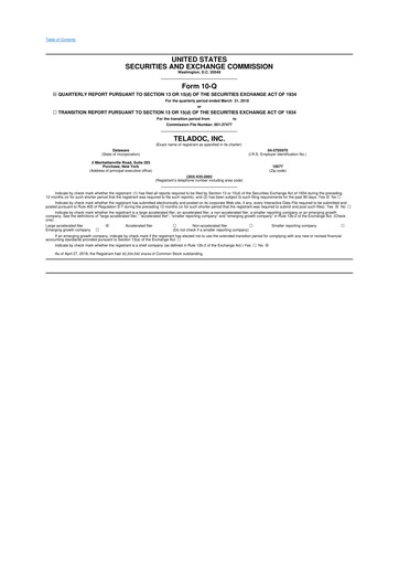 Vorschaubild Teladoc Health
 10-Q Quartalsbericht 2018 