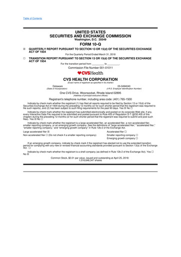 Thumbnail CVS Health 10-Q Quarterly Report FY2018 