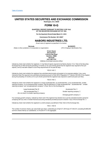 Vorschaubild Nabors Industries
 10-Q Quartalsbericht 2018 