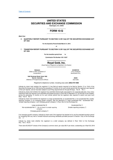 Thumbnail Royal Gold
 10-Q Quarterly Report FY2018 