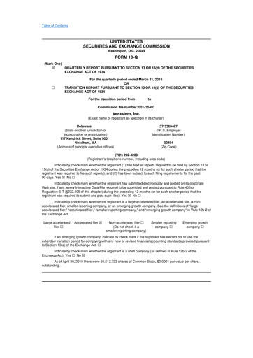 Thumbnail Verastem Oncology
 10-Q Quarterly Report FY2018 