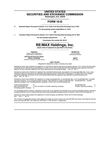 Thumbnail RE/MAX Holdings 10-Q Quarterly Report FY2018 