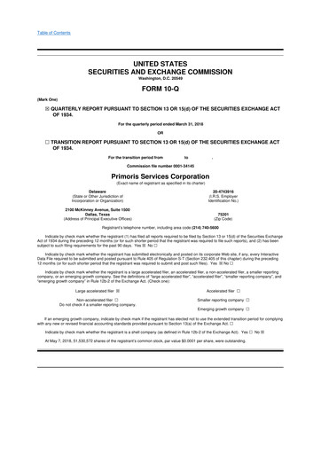 Thumbnail Primoris Services Corporation
 10-Q Quarterly Report FY2018 