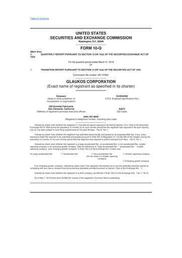 Thumbnail Glaukos 10-Q Quarterly Report FY 