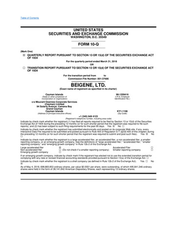 Vorschaubild BeOne Medicines 10-Q Quartalsbericht 2018 