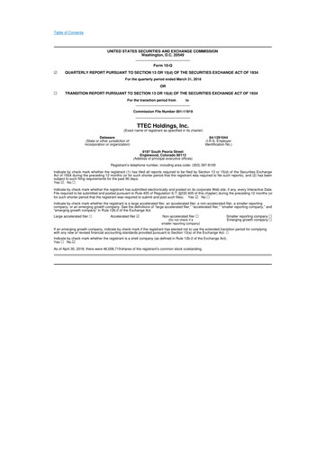 Thumbnail TTEC 10-Q Quarterly Report FY2018 