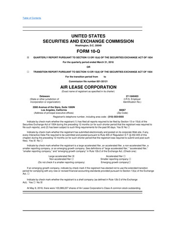 Thumbnail Air Lease Corporation
 10-Q Quarterly Report FY2018 