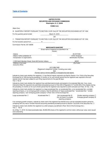 Thumbnail Merchants Bancorp 10-Q Quarterly Report FY2018 