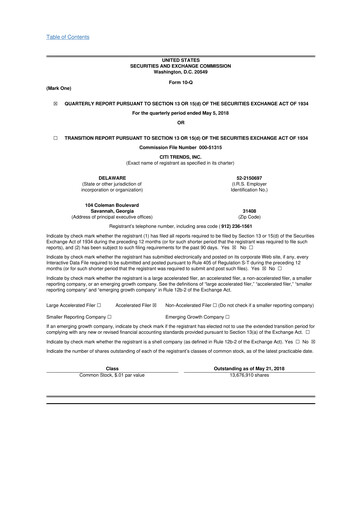 Thumbnail Citi Trends, Inc. 10-Q Quarterly Report FY 