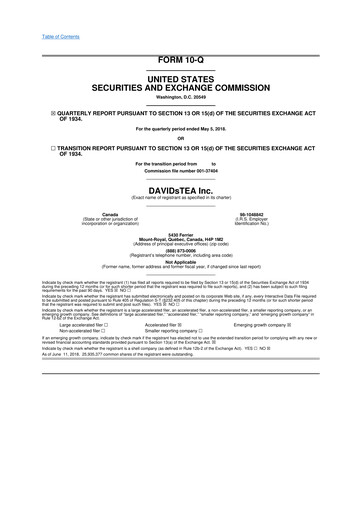 Thumbnail DAVIDsTEA 10-Q Quarterly Report FY2018 