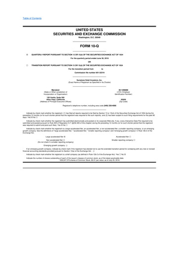 Thumbnail Sunstone Hotel Investors
 10-Q Quarterly Report FY2018 