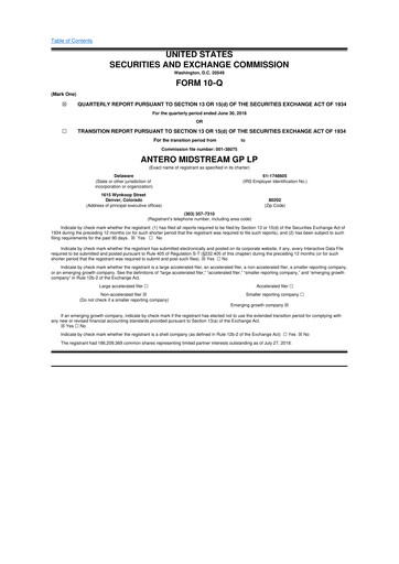 Thumbnail Antero Midstream
 10-Q Quarterly Report FY2018 