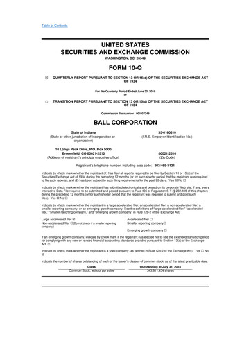 Thumbnail Ball Corporation
 10-Q Quarterly Report FY2018 