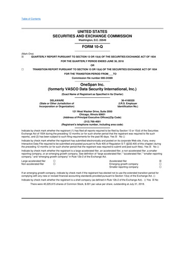 Thumbnail OneSpan 10-Q Quarterly Report FY2018 