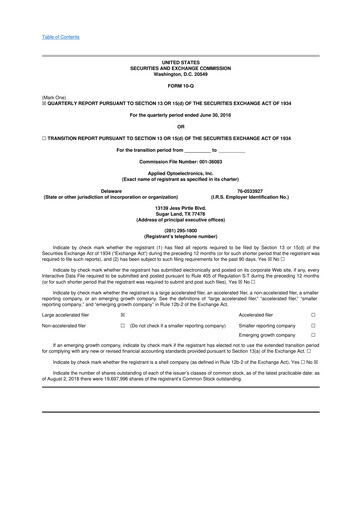 Thumbnail Applied Optoelectronics 10-Q Quarterly Report FY2018 