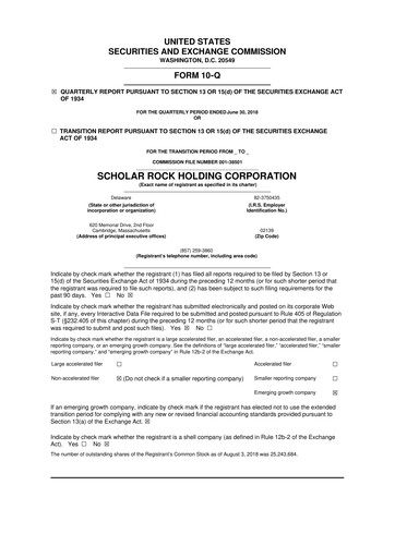 Thumbnail Scholar Rock Holding 10-Q Quarterly Report FY2018 