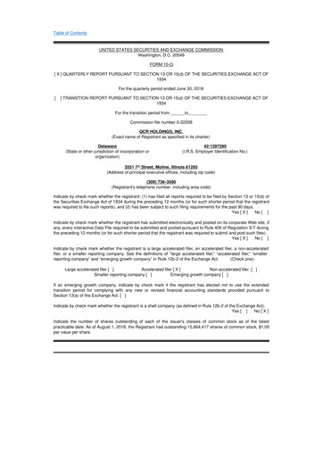 Miniature QCR Holdings
 10-Q Rapport trimestriel 2018 