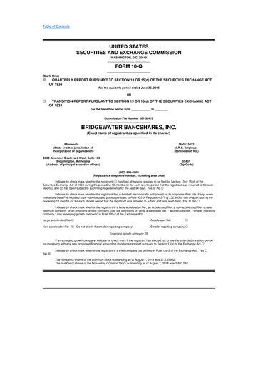 Thumbnail Bridgewater Bancshares 10-Q Quarterly Report FY2018 