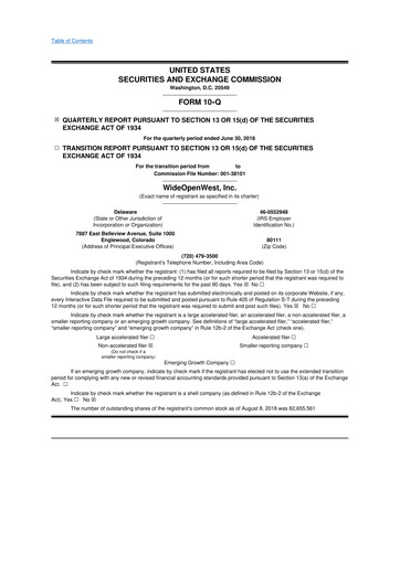 Thumbnail WideOpenWest 10-Q Quarterly Report FY2018 