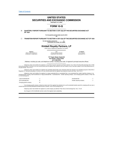 Thumbnail Kimbell Royalty Partners 10-Q Quarterly Report FY2018 