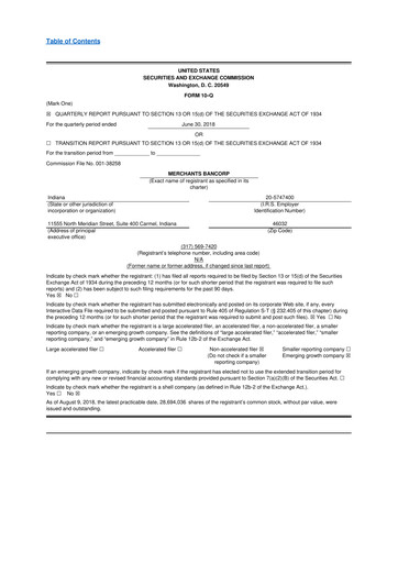 Thumbnail Merchants Bancorp 10-Q Quarterly Report FY2018 