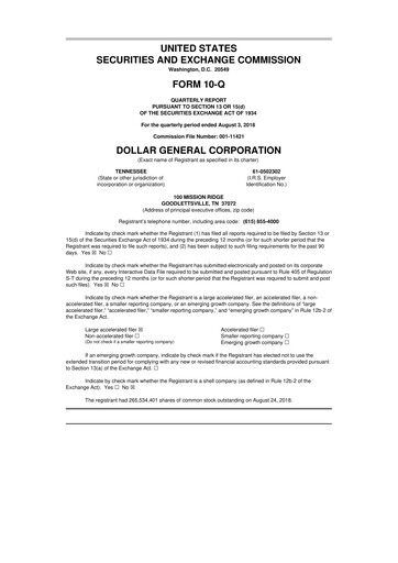 Thumbnail Dollar General 10-Q Quarterly Report FY2018 