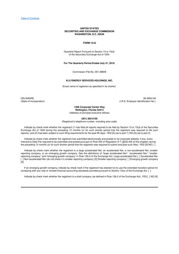 Thumbnail KLX Energy Services 10-Q Quarterly Report FY 