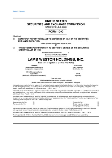Vorschaubild Lamb Weston 10-Q Quartalsbericht  