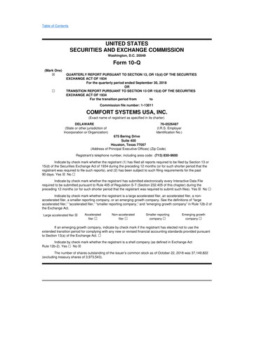 Thumbnail Comfort Systems USA 10-Q Quarterly Report FY2018 