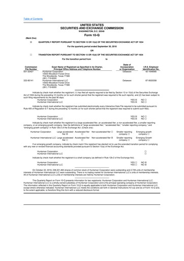 Thumbnail Huntsman Corporation
 10-Q Quarterly Report FY2018 